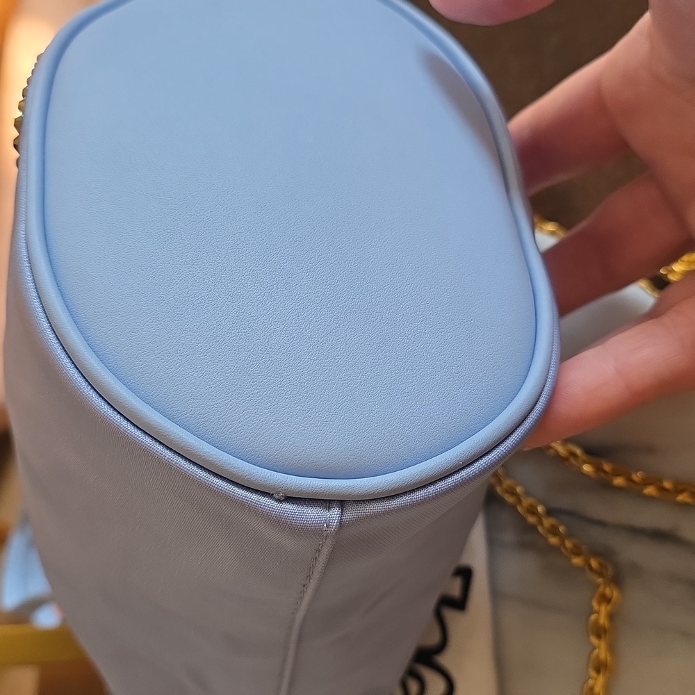 MCM Light Blue Mini Bucket Bag with Gold Sequin Embellishment - Picture 13 of 16